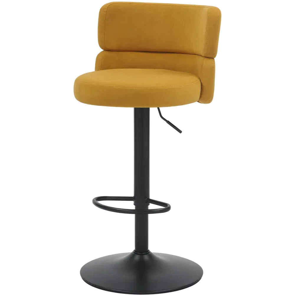 Mason Set of 2 Adjustable Bar Stools - Mustard, Velvet