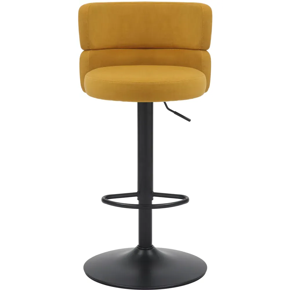 Mason Set of 2 Adjustable Bar Stools - Mustard, Velvet