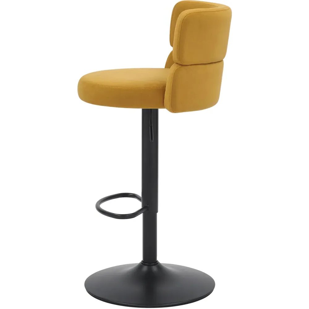 Mason Set of 2 Adjustable Bar Stools - Mustard, Velvet