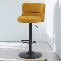 Mason Set of 2 Adjustable Bar Stools - Mustard, Velvet