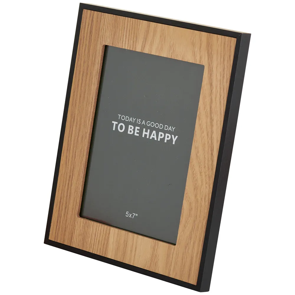 Oak and Black Frame with Stand 5x7 inches - Black, Oak
