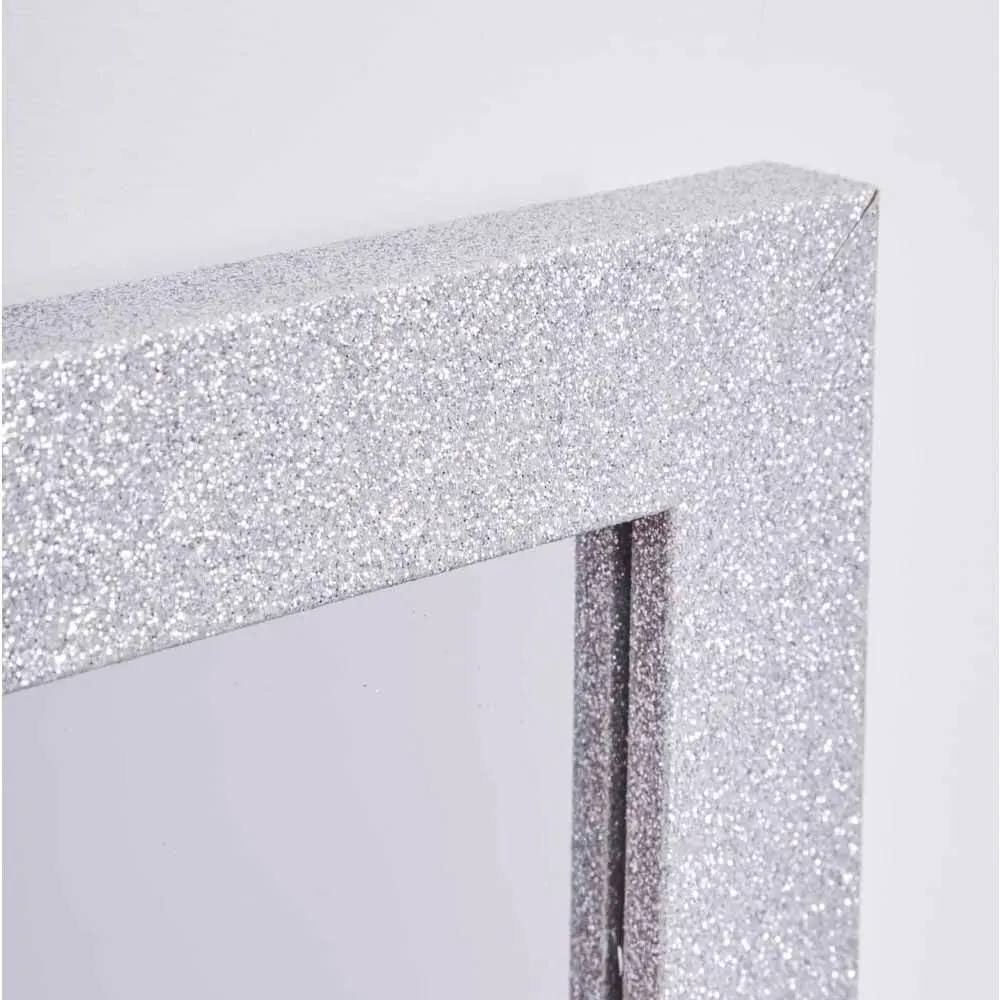 Over Door Mirror with Glitter Frame - Silver