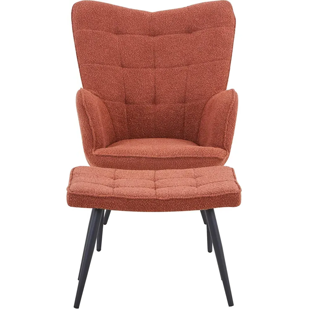 Paris Boucle Armchair and Footstool Set - Copper
