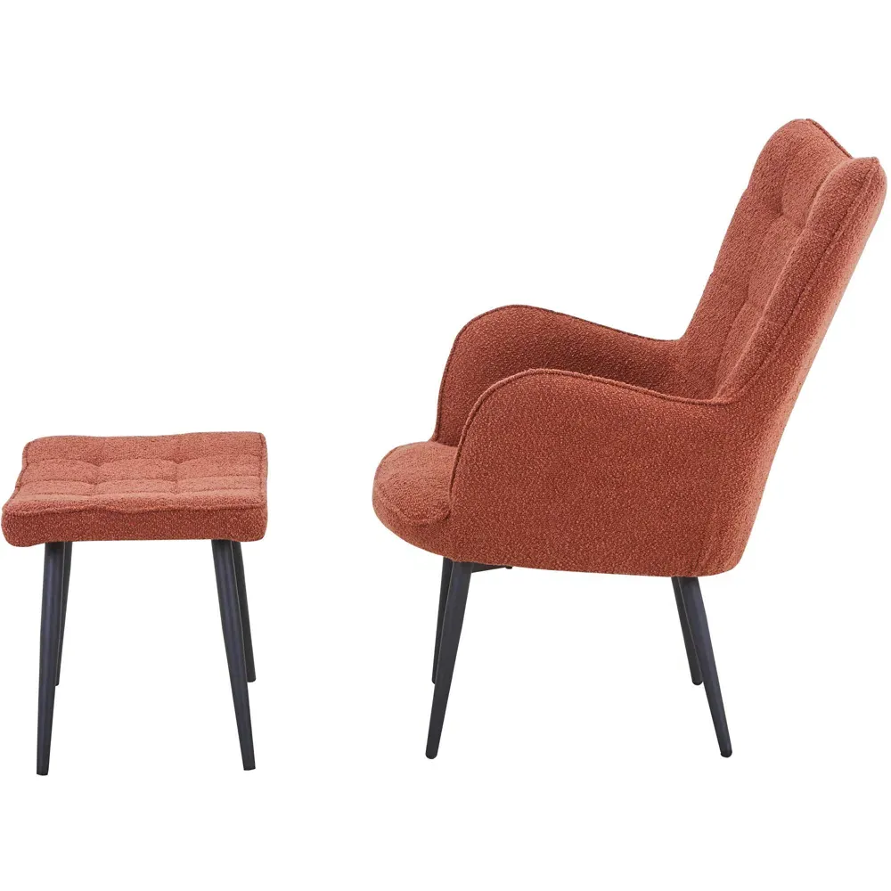 Paris Boucle Armchair and Footstool Set - Copper