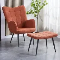 Paris Boucle Armchair and Footstool Set - Copper