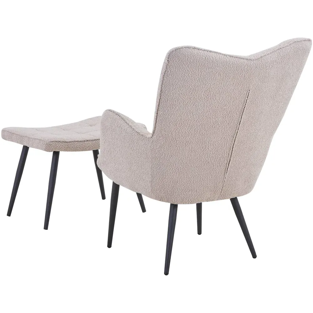 Paris Boucle Armchair and Footstool Set - Light Brown