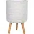 Plaited Cylinder Plant Pot with Legs - White, Fibre