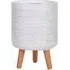 Plaited Cylinder Plant Pot with Legs - White, Fibre