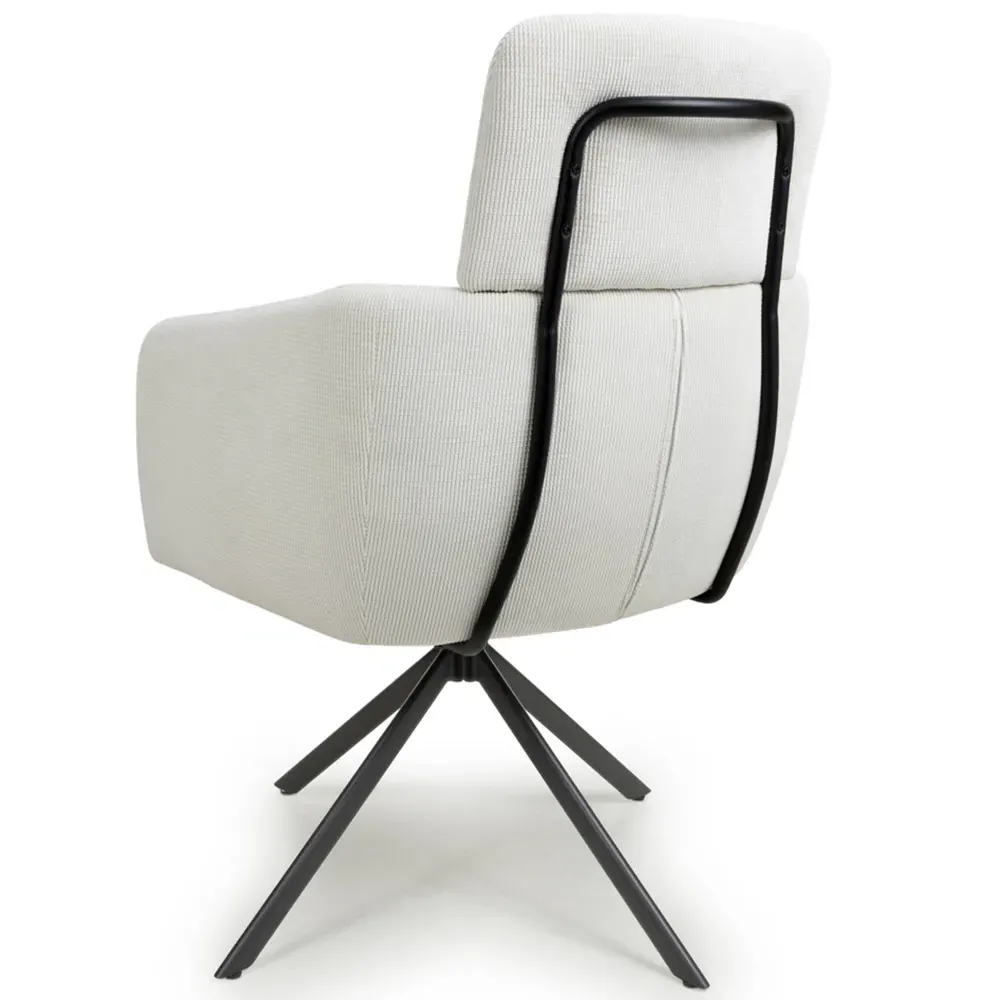 Polaris Swivel Chair with Headrest - White, Corduroy