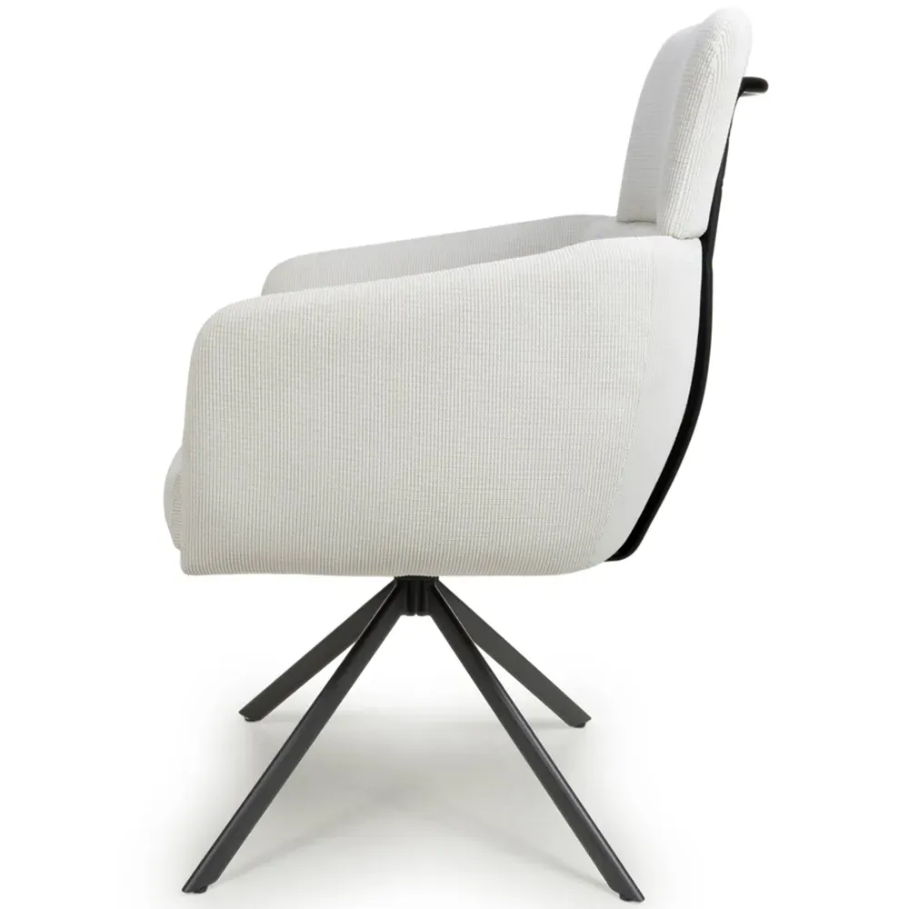 Polaris Swivel Chair with Headrest - White, Corduroy