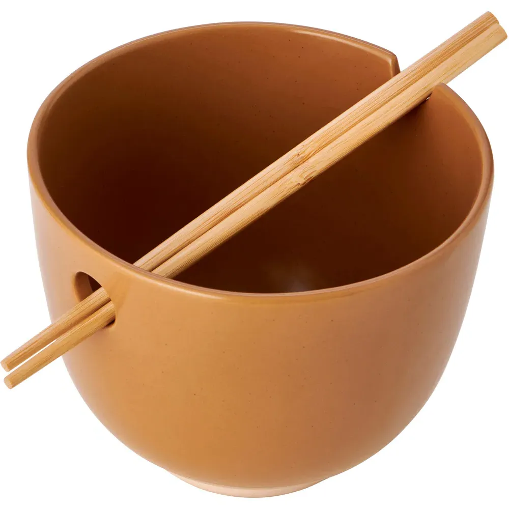 Ramen Bowl with Chopsticks - Brown, Stoneware