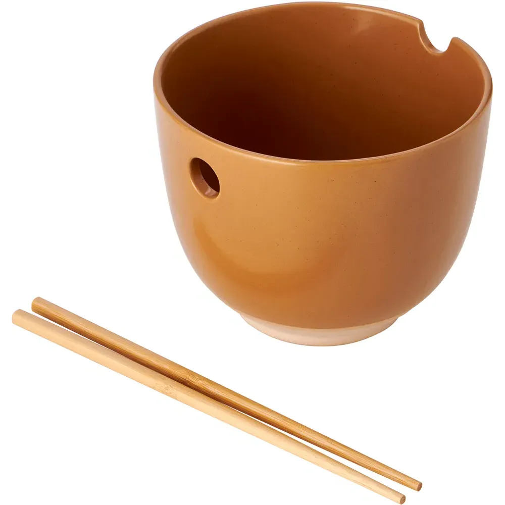 Ramen Bowl with Chopsticks - Brown, Stoneware