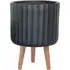 Ribbed Cylinder Plant Pot with Legs - Black