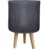 Ribbed Cylinder Plant Pot with Legs - Black