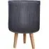 Ribbed Cylinder Plant Pot with Legs - Black