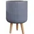 Ribbed Cylinder Plant Pot with Legs - Grey, Fibre Stone