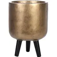 Round Indoor Planter with Legs - Gold, Fibre Stone