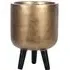 Round Indoor Planter with Legs - Gold, Fibre Stone