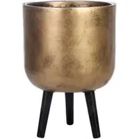 Round Indoor Planter with Legs - Gold, Fibre Stone