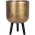 Round Indoor Planter with Legs - Gold, Fibre Stone