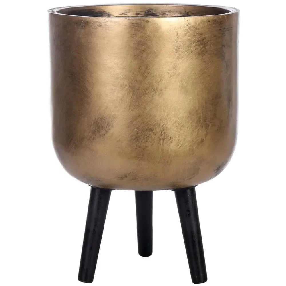 Round Indoor Planter with Legs - Gold, Fibre Stone