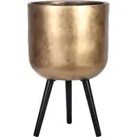 Round Indoor Planter with Legs - Gold, Fibre Stone