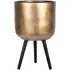 Round Indoor Planter with Legs - Gold, Fibre Stone
