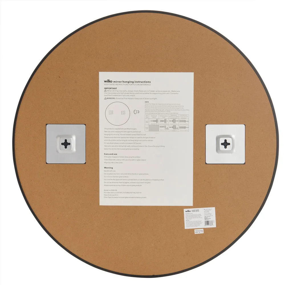 Round Mirror - Black, Metal