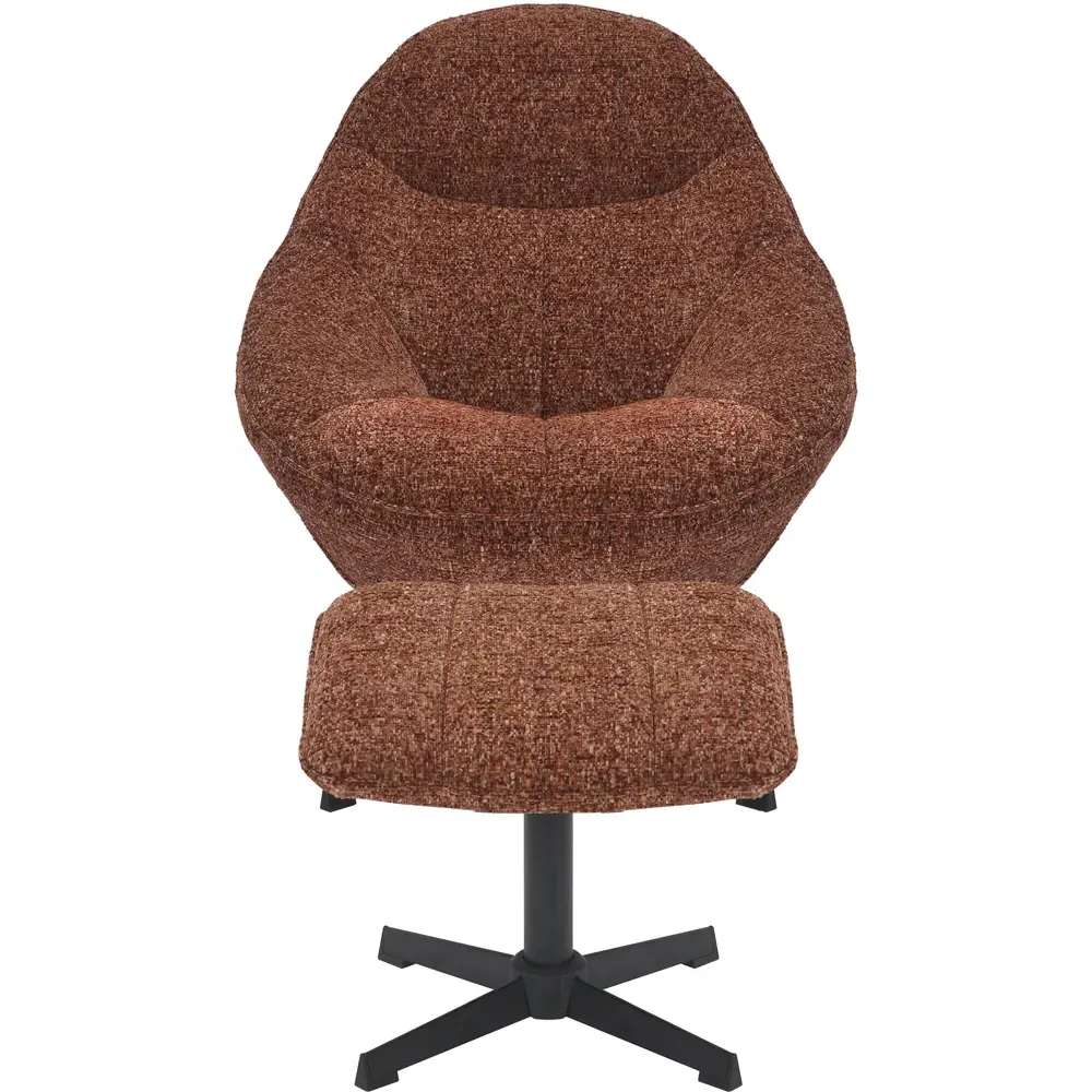 Serene Swivel Lounge Chair and Footstool Set - Burnt Orange