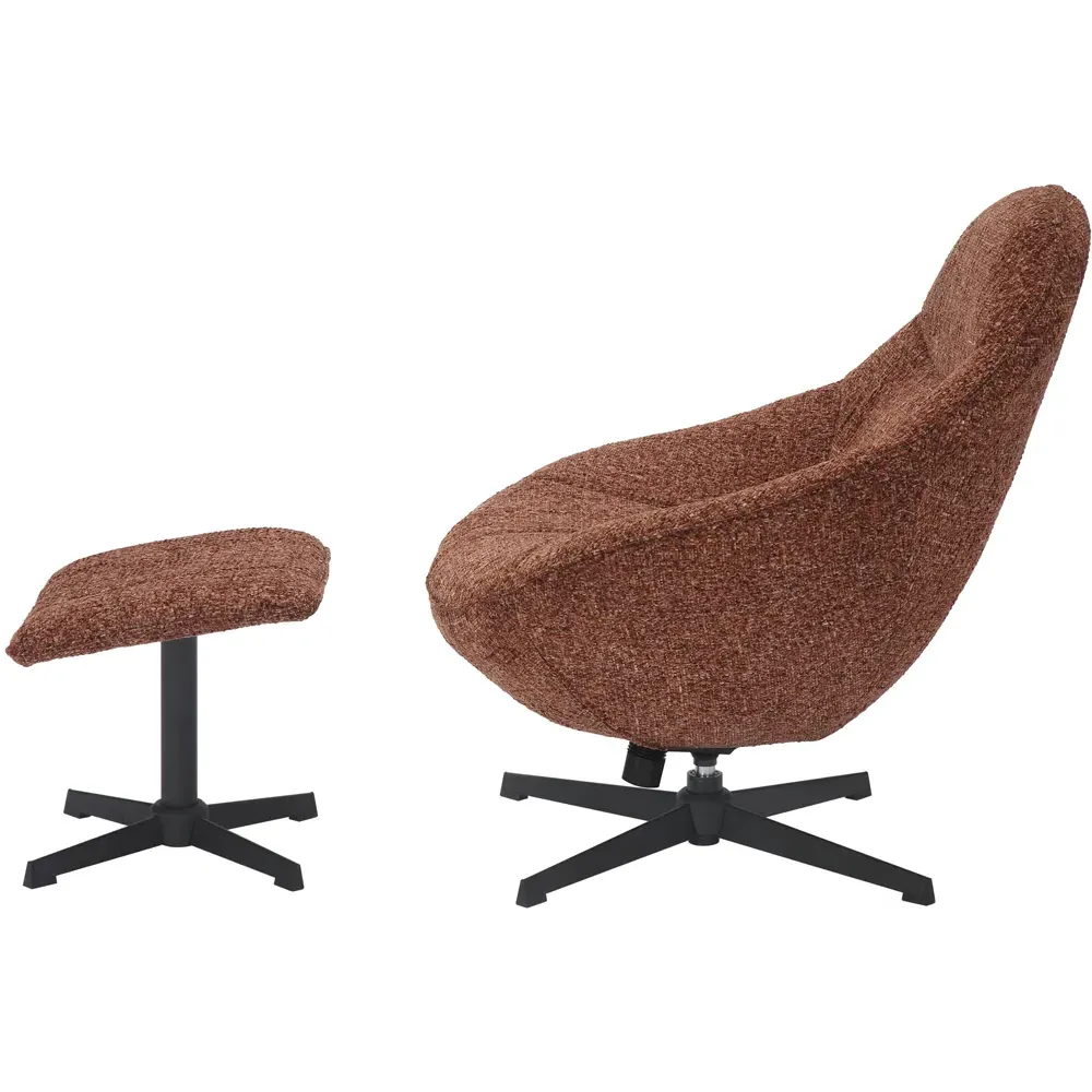 Serene Swivel Lounge Chair and Footstool Set - Burnt Orange