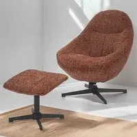 Serene Swivel Lounge Chair and Footstool Set - Burnt Orange