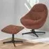 Serene Swivel Lounge Chair and Footstool Set - Burnt Orange