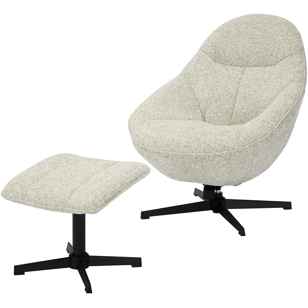 Serene Swivel Lounge Chair and Footstool Set - Natural