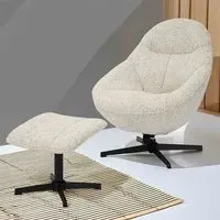 Serene Swivel Lounge Chair and Footstool Set - Natural