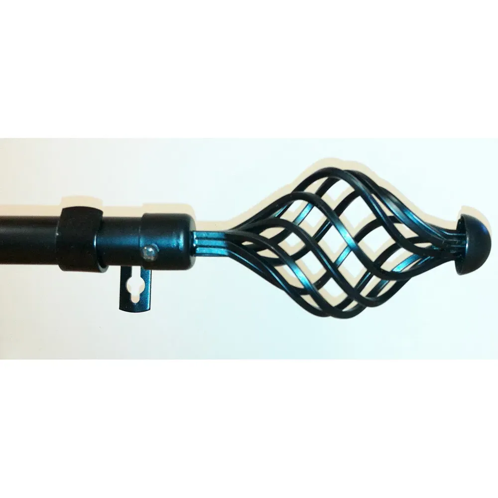 Spiral Extendable Curtain Pole - Black, Metal