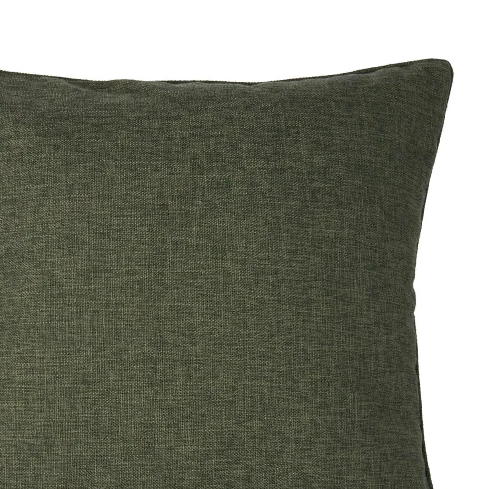 Square Faux Linen Cushion - Olive Green