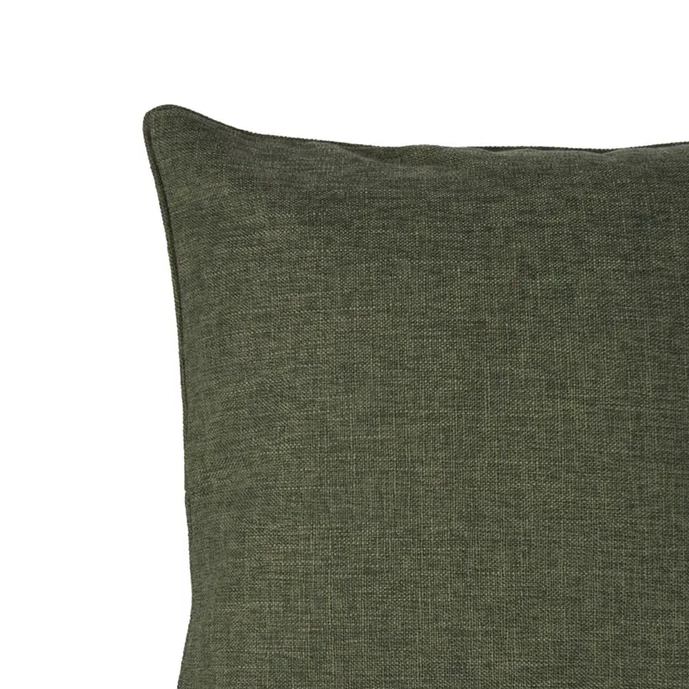 Square Faux Linen Cushion - Olive Green