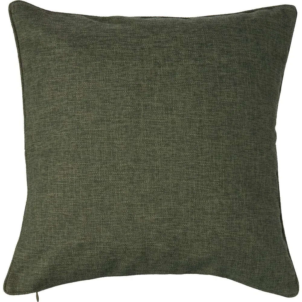 Square Faux Linen Cushion - Olive Green image
