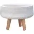 Striped Round Indoor Planter on Legs - White