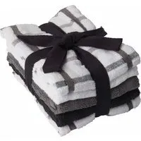 Tea Towel 5 Pack - Black, Cotton