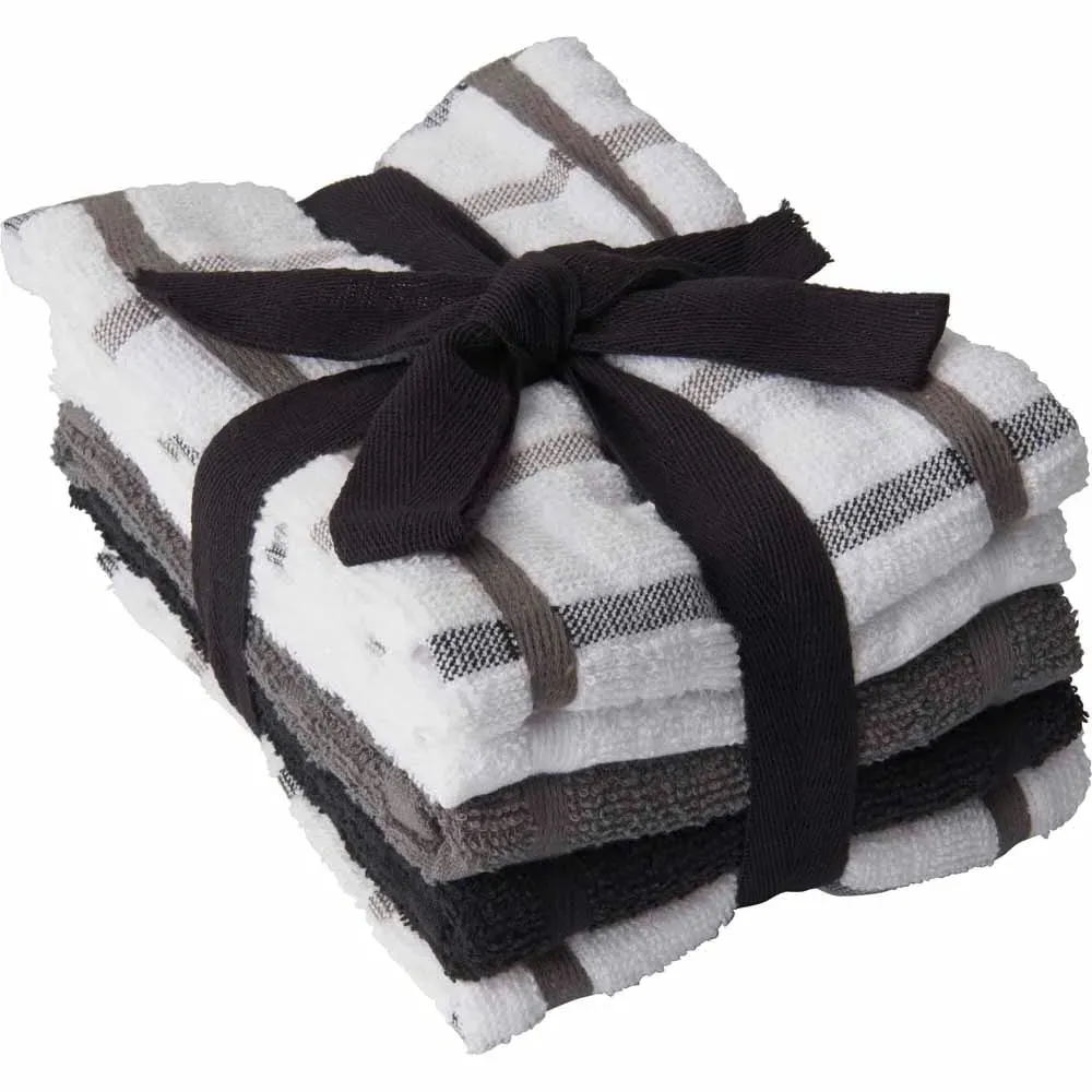 Tea Towel 5 Pack - Black, Cotton image