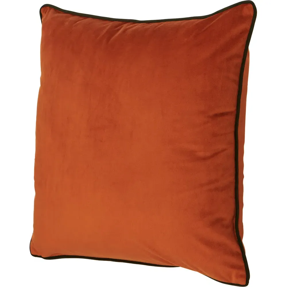 Velour Cushion with Piping - Orange