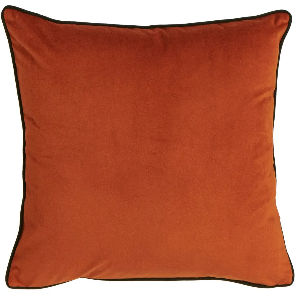 Velour Cushion with Piping - Orange