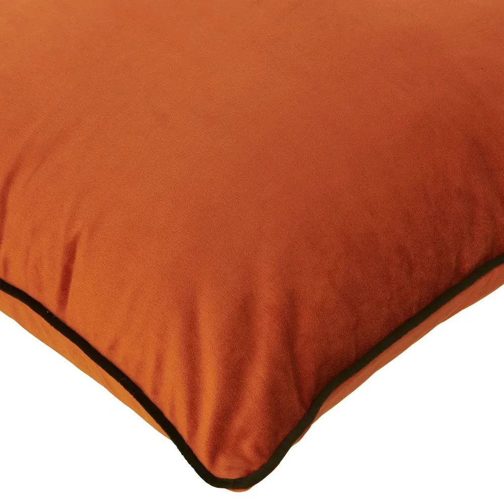 Velour Cushion with Piping - Orange