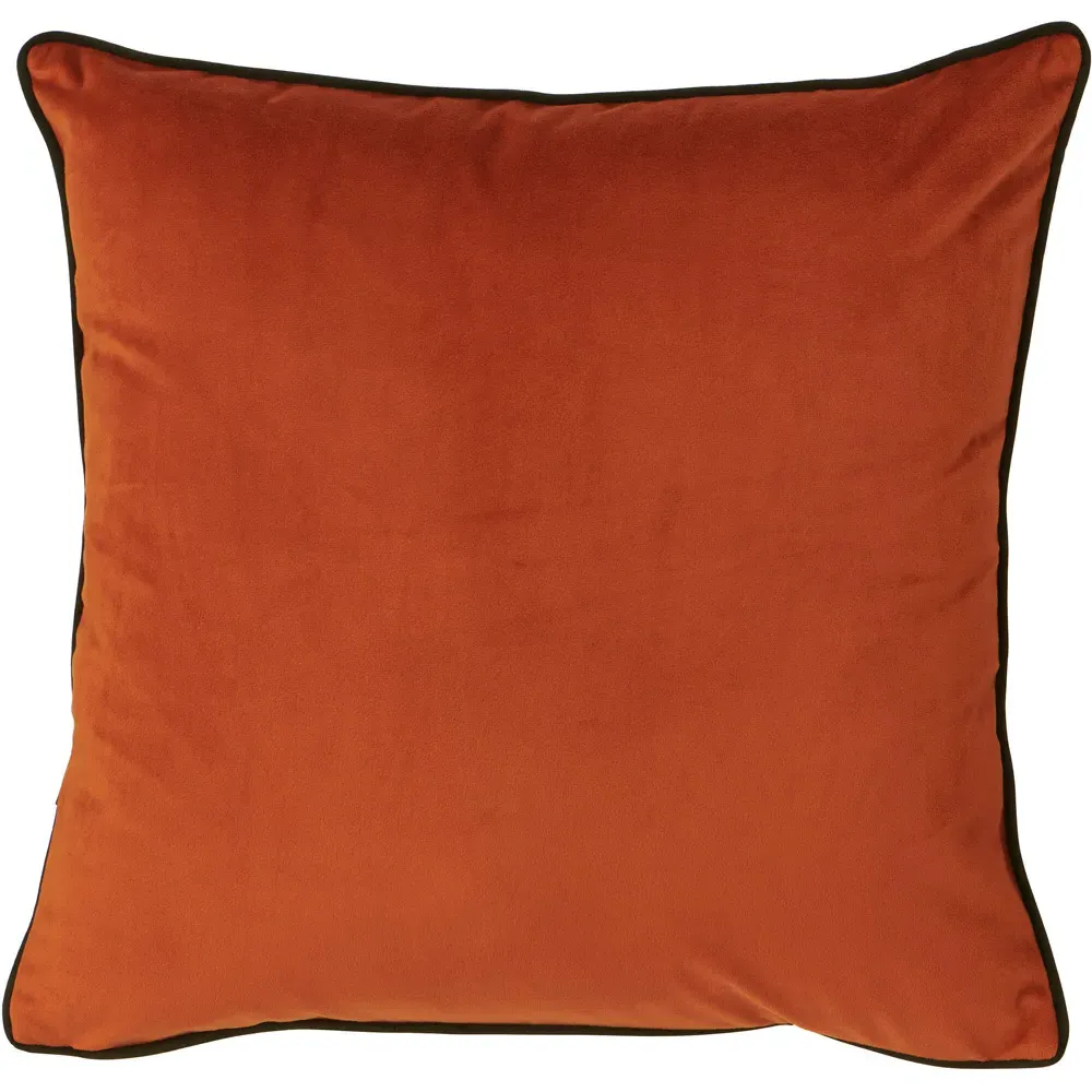 Velour Cushion with Piping - Orange