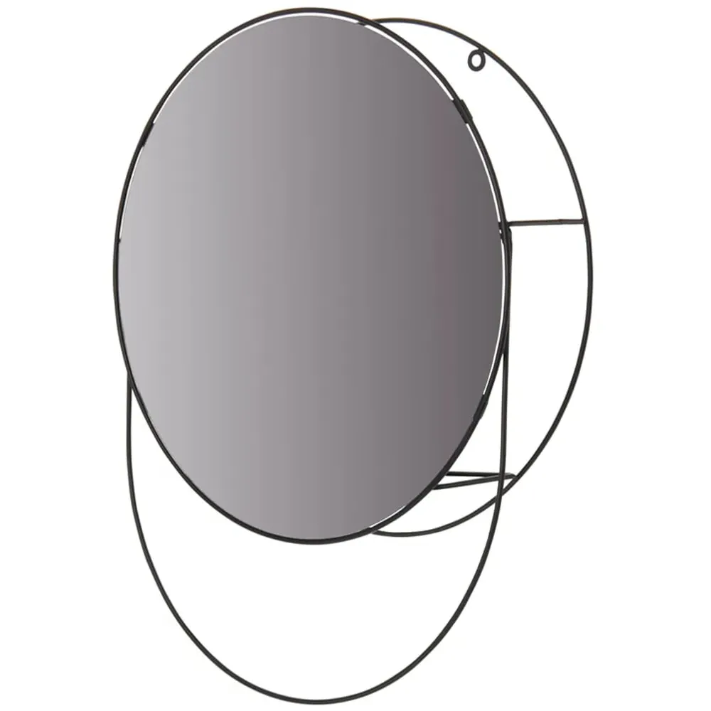 Wire Storage Mirror with Storage - Black