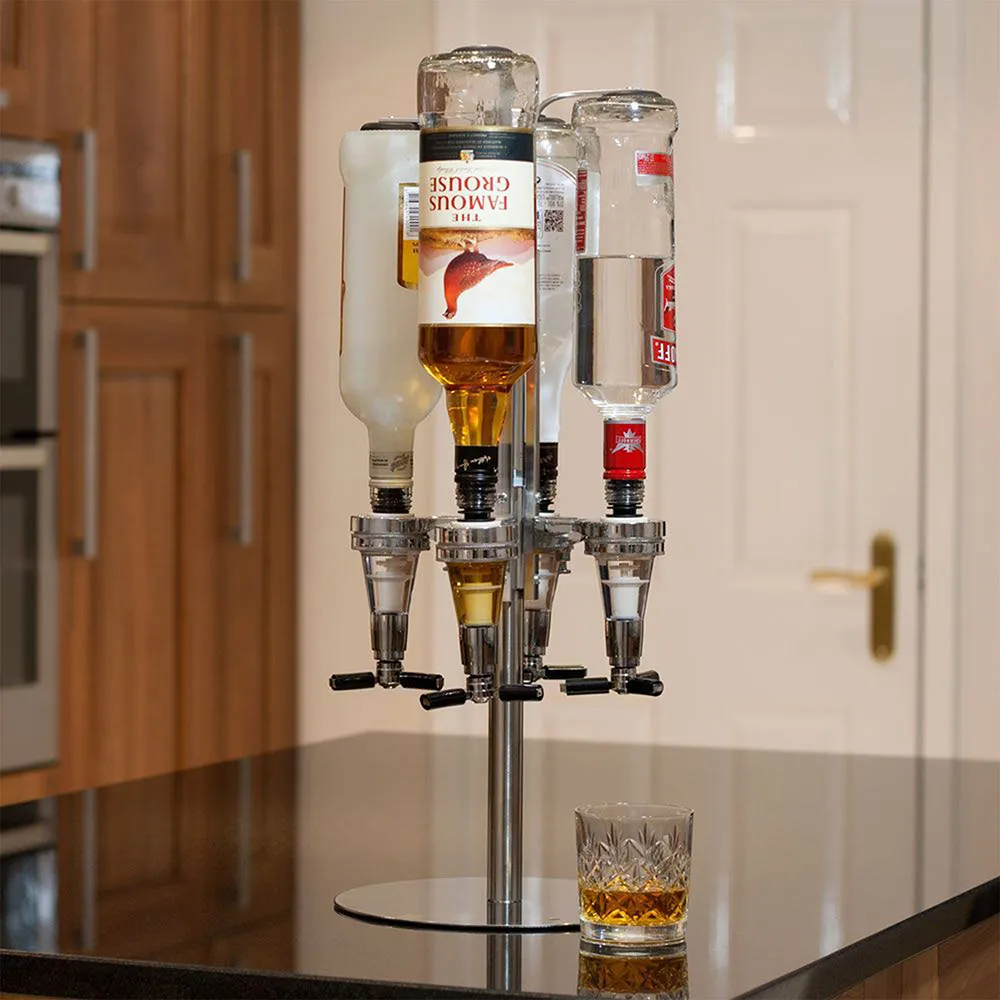 4 Bottle Bar Optic Drinks Dispenser - Chrome