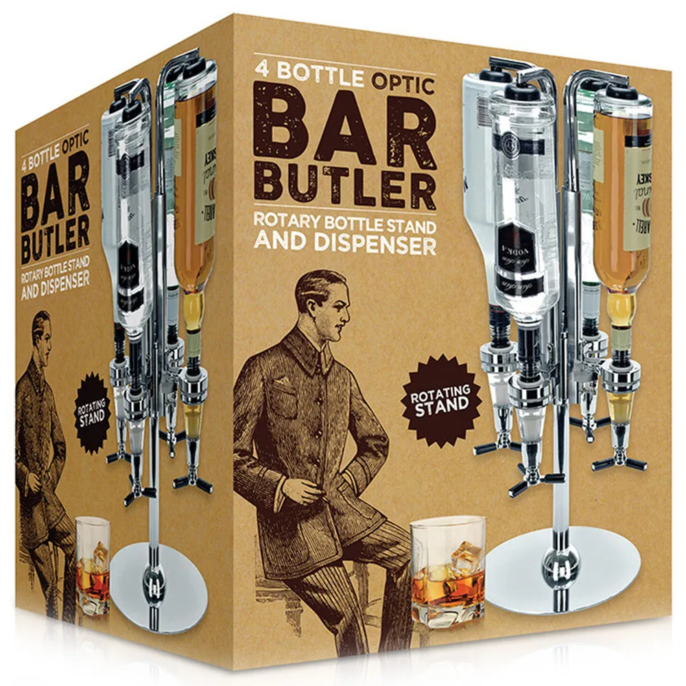 4 Bottle Bar Optic Drinks Dispenser - Chrome