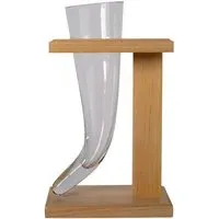 Viking Horn Glass with Wood Stand - Clear