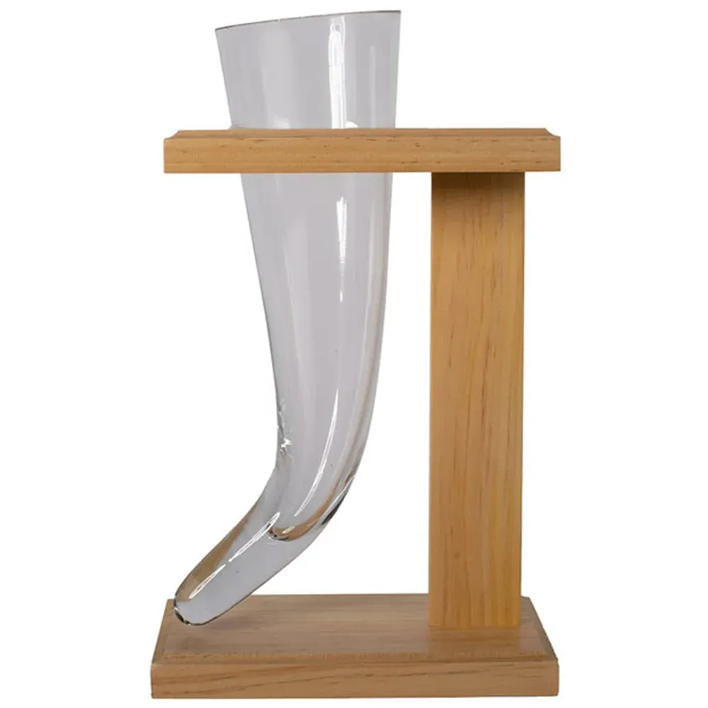 Viking Horn Glass with Wood Stand - Clear image
